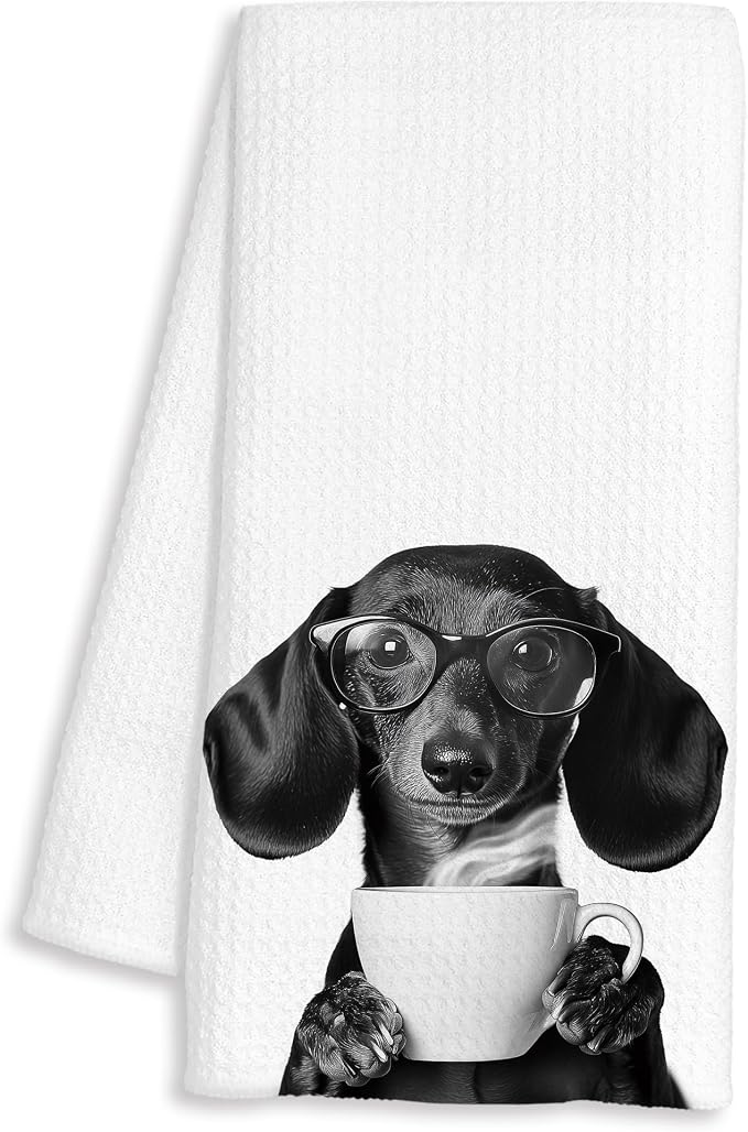 Funny Dachshund Coffee Kitchen Towels, Dachshund Gifts by Unknown