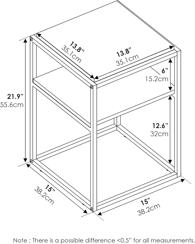 Furinno Simplistic End Side Night Stand/Bedside Table - Image 3