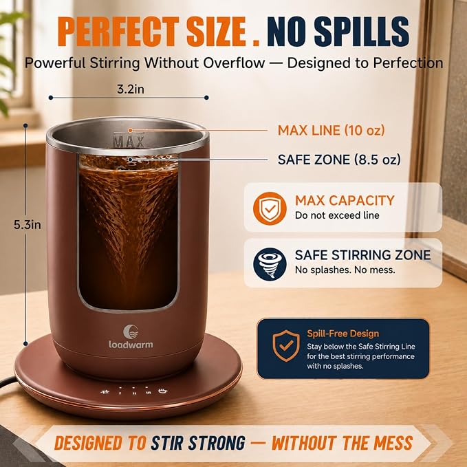 Self Heated Stirring Coffee Mug, 10oz Auto Mixing Cup - Image 5