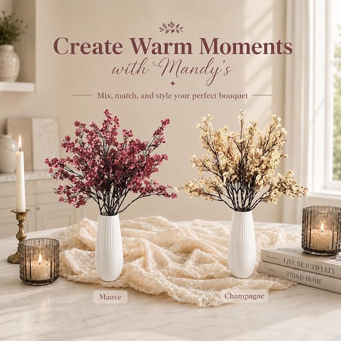 Mandy's 6 Bundles Artificial Mauve Baby’s Breath Flowers | 18.5 Inch Silk - Image 9