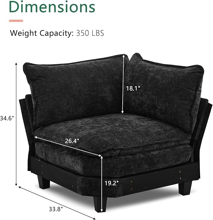 Corner Seat for Sectional Sofa, Modular Cloud Couch - Image 2