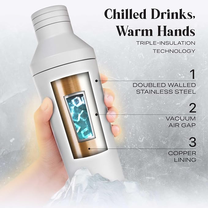 BARE BARREL Insulated Cocktail Shaker Set | Double Wall Stainless Steel | - Image 2