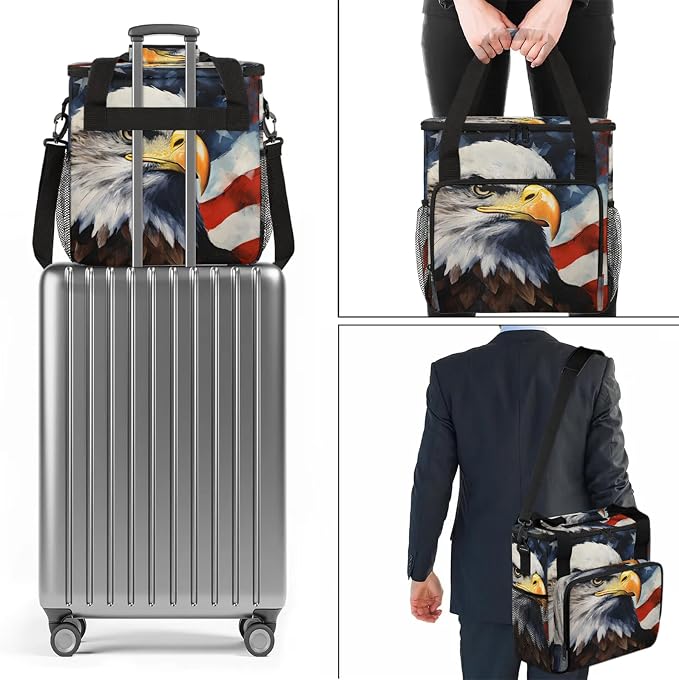 American Flag Eagles Coffee Maker Carring Bag, Large Insulated Storage - Image 7
