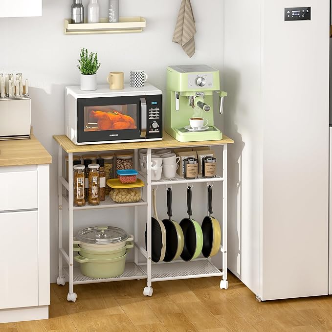 ThreeHio Rolling Kitchen Microwave Cart, 3-Tier Microwave Stand - Image 2