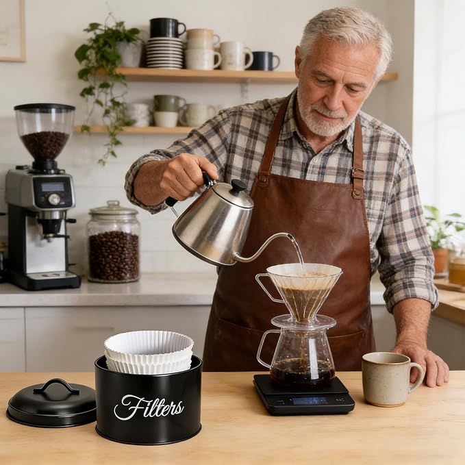Coffee Filter Holder, Round Metal Coffee Filters Dispenser - Image 5