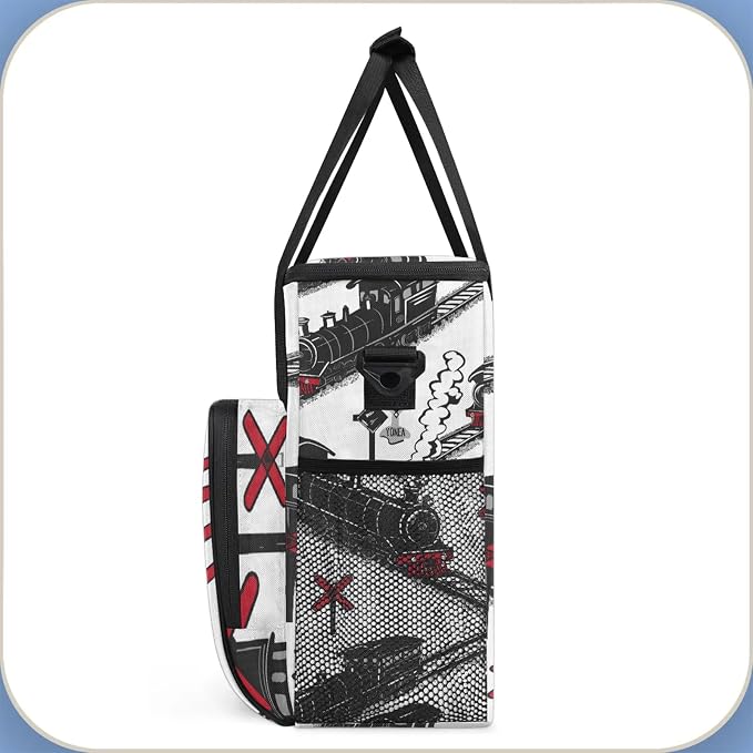 Cartoon Train Coffee Maker Carring Bag, Large Insulated Storage Organizer Case - Image 4