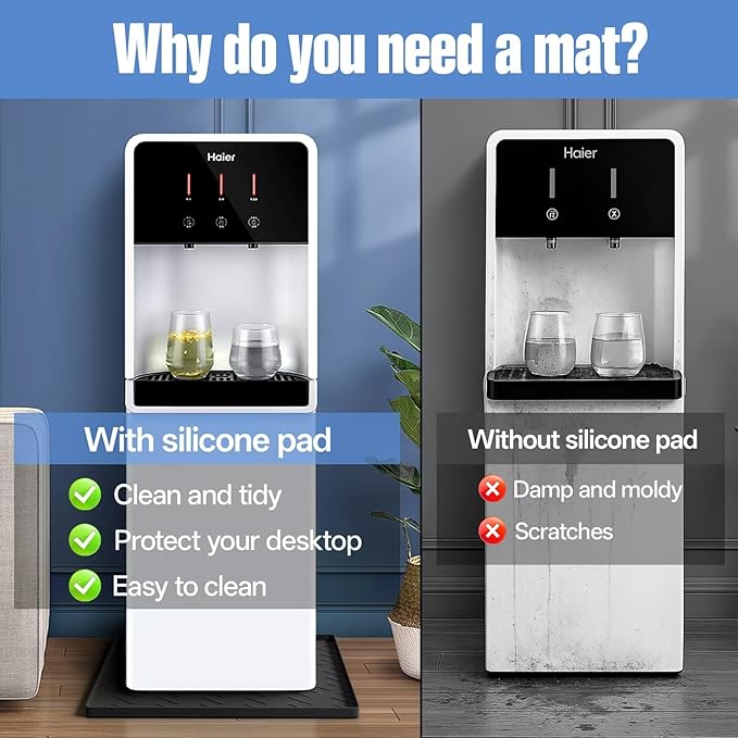 Water Cooler Mat – 19.7" x 19.7" Silicone Water Dispenser Mat - Image 3