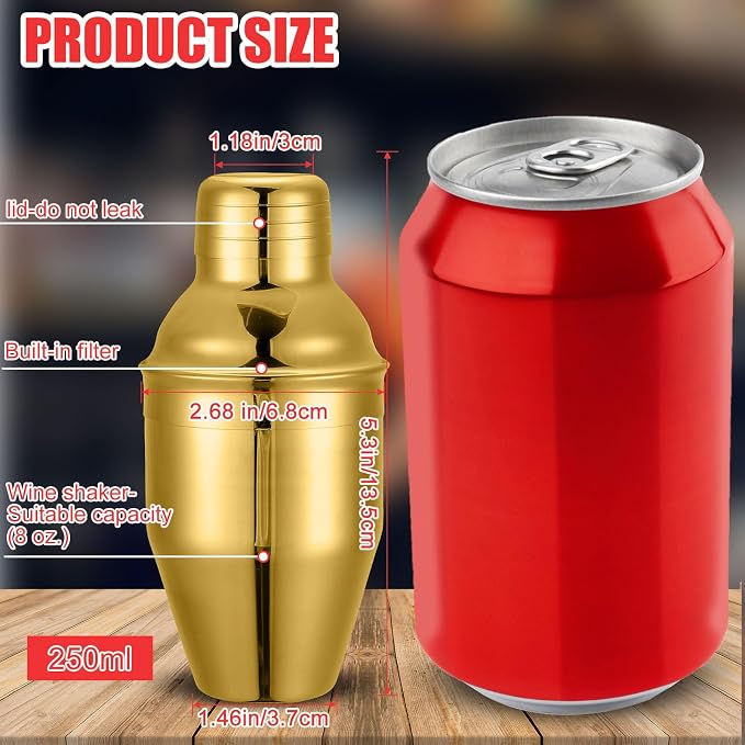 Nitial 6 Pcs Bar Cocktail Shaker Professional Stainless Steel Martini Drink - Image 2