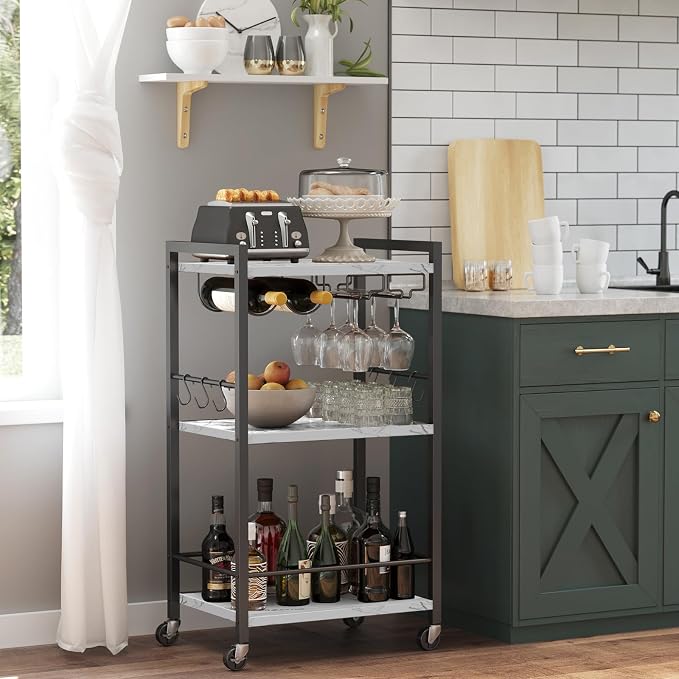 TUTOTAK Bar Cart, Home Bar Serving Cart, Small Wine Cart by ChoosetutotakFurnitureBuildYourCozyHome