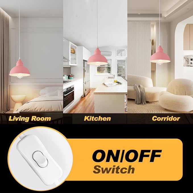 Plug in Pendant Light, 15FT Hanging Lights, On/Off Switch, Industrial Pendant - Image 4