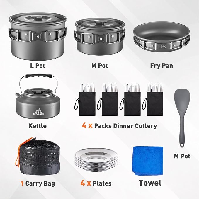 27pcs Camping Cooking set for 2-4 People, Portable Cookware Set - Image 2
