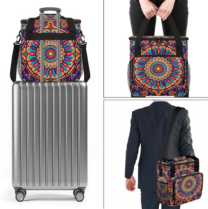 Boho Mandala Flowers Bohemian Coffee Maker Carring Bag, Large Insulated Storage - Image 7