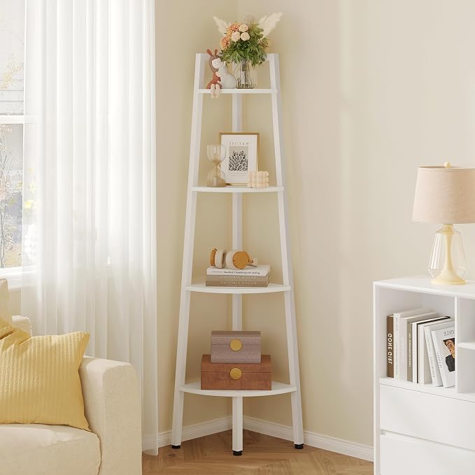 Hoctieon Corner Shelf, 4-Tier Corner Bookshelf, Rustic Corner Ladder Shelf by Hoctieon