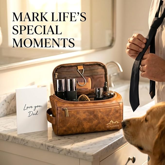 Ayperoad® Personalized Leather Toiletry Bag - Image 3