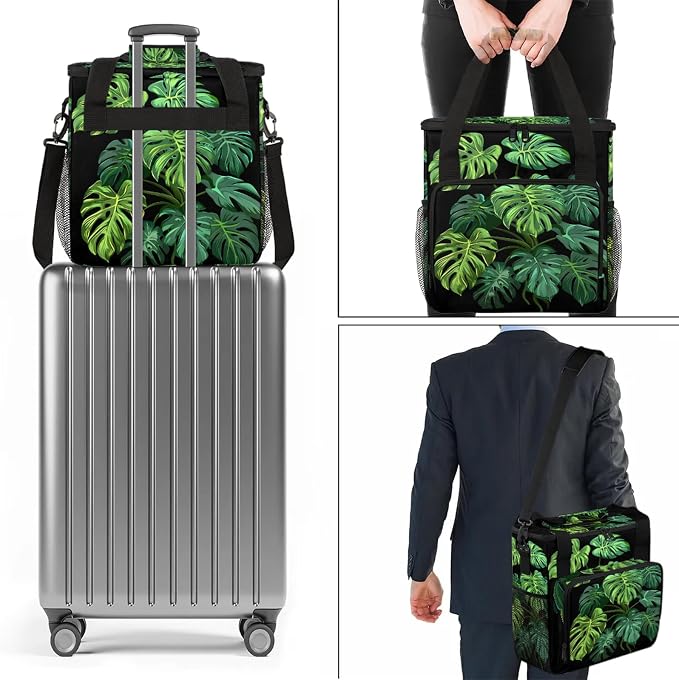 Tropical Green Palm Leaves Coffee Maker Carring Bag, Large Insulated Storage - Image 7