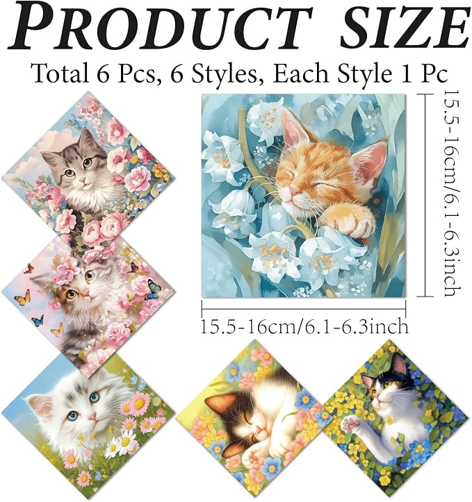 CREATCABIN 6Pcs Cleaning Cloth for Eyeglasses Microfiber Cleaning Cloth Cat - Image 2