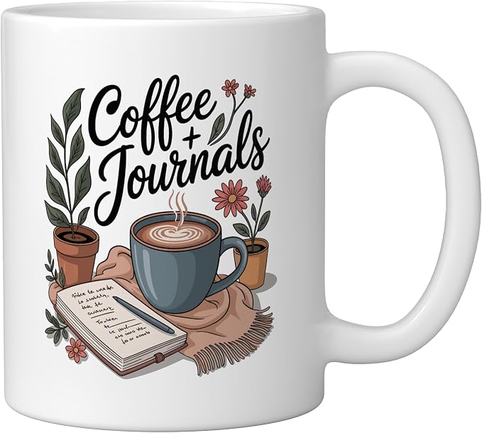 Coffee and Journals Ceramic Mug - Image 2
