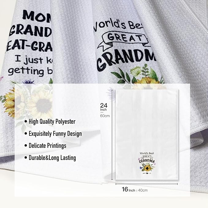 Great Grandma Kitchen Towels-Funny Joked Hand Dish Kitchen DéCor, Absorbent Tea - Image 4