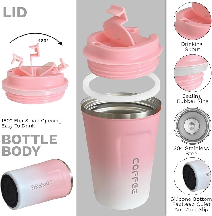 YINBAOGE Insulated Travel Coffee Mug, Spill & Leak Proof, Portable To Go - Image 2