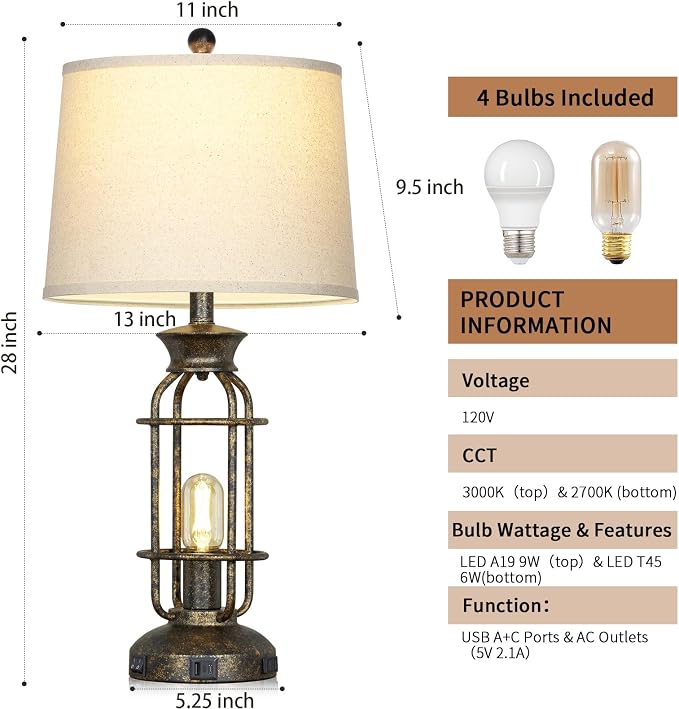 28" Tall Farmhouse Table Lamp - Image 9