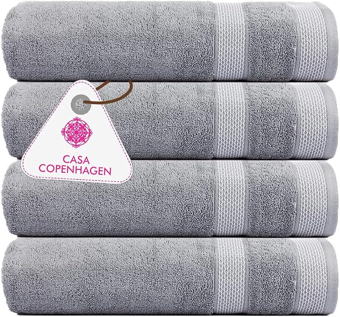 CASA COPENHAGEN Solitaire 4Pcs 100% Egyptian Cotton Large Designer Towels Gift by CASACOPENHAGEN