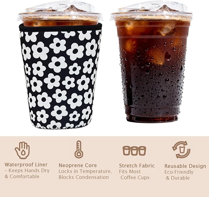 Reusable Insulated Sleeve for Iced Coffee Cup, Coffee Neoprene Sleeve for Cold - Image 6