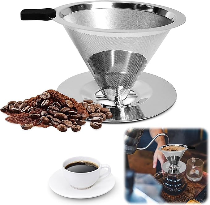 Reusable Paperless Coffee Filter, Pour Over Coffee Maker, Stainless Steel Drip by Unknown