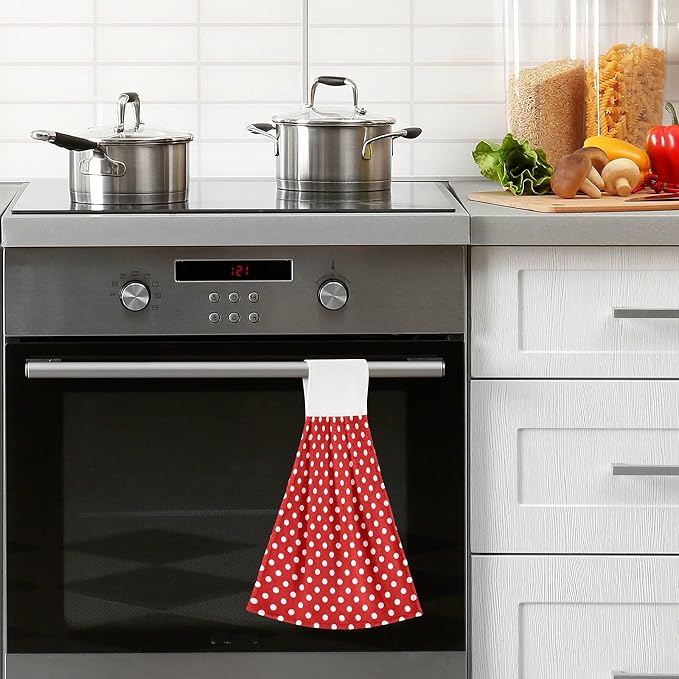 Dussdil Red White Polka Dot Kitchen Hanging Towel 12 x 17 in, Bath Hand - Image 2