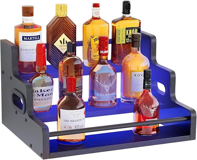 Liquor Bottle Display Shelf, LED Wine Bottle Display Rack by Fxacyem
