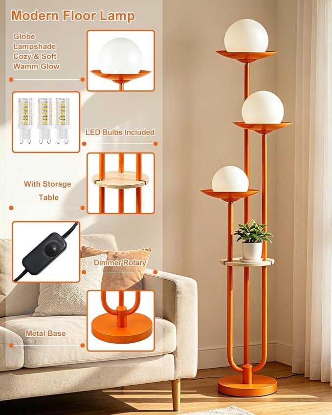 Lightdot Globe Orange Floor Lamp - Image 3