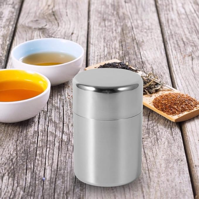 Tyenaza Tea Canister, Stainless Steel Tea Tins, Textured Tea/Coffee/Sugar - Image 6