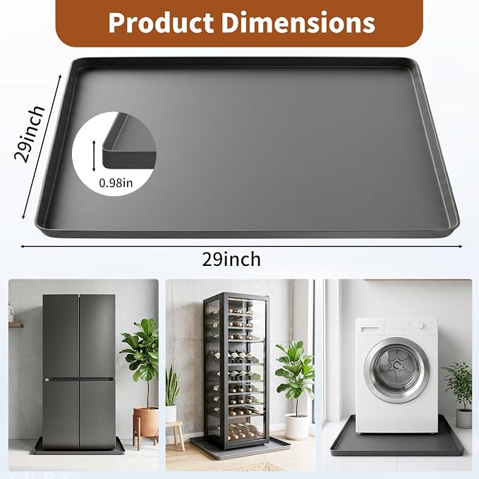 Large 29×29''Silicone Washing Machine Drain Pan, 0.98" Raised Edges, Non-Slip - Image 2
