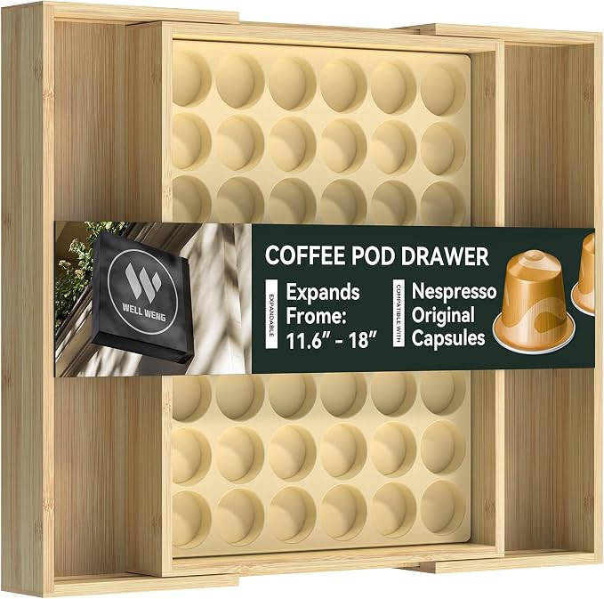 Bamboo Coffee Pod Holder Compatible by WELLWENG