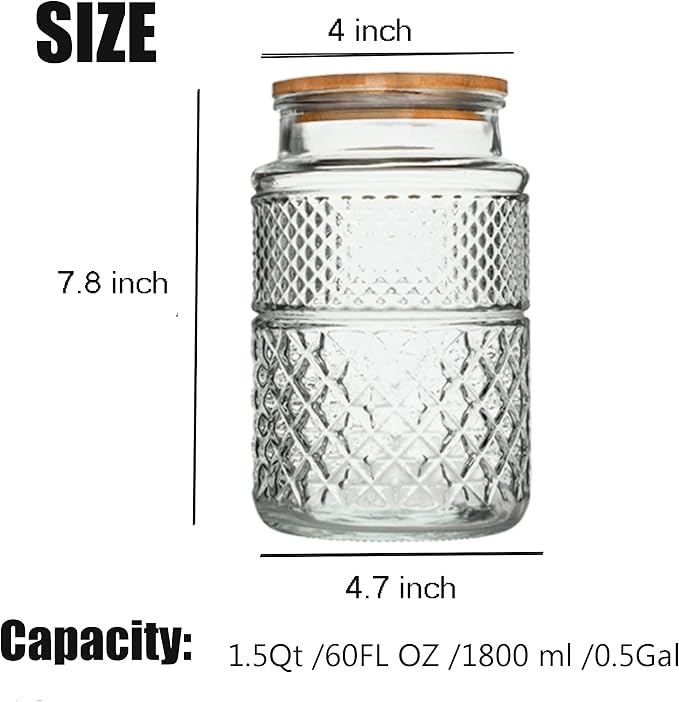 Large Glass Storage Jar, 60 FL OZ Glass Food Storage Containers - Image 3