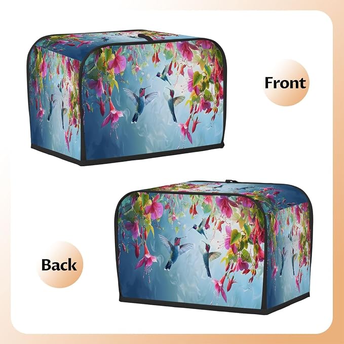 Tropical Flower Hummingbird Toaster Cover 4 Slice Wide Slot Washable Appliance - Image 3