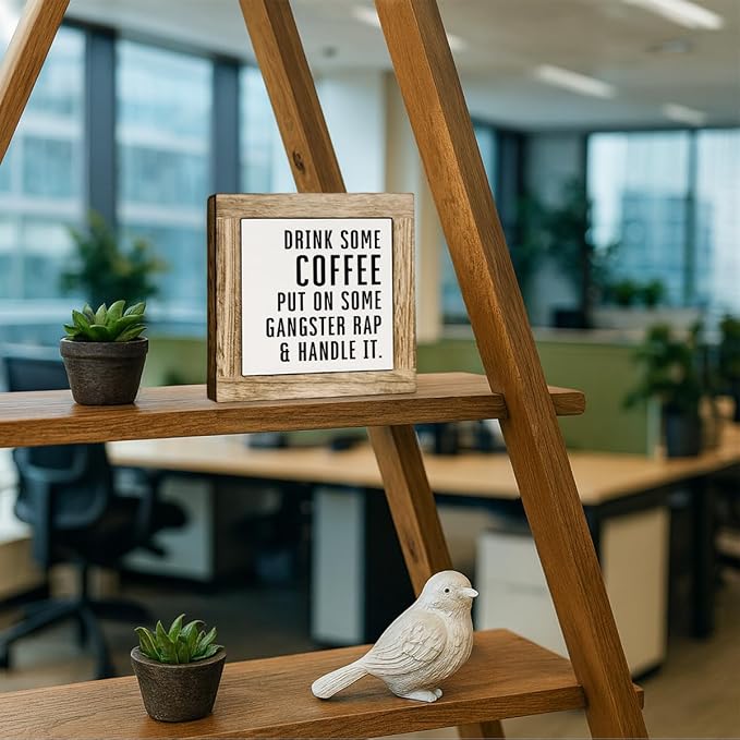 Coffee Wooden Box Decor, Farmhouse Home Office Cafe Sign, Drink Coffee Put On - Image 3