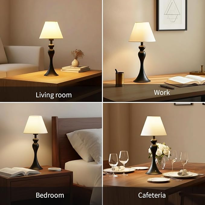 Cordless Table Lamp, Portable Fabric Shade LED Desk Lamps, 5200mAh Battery - Image 5