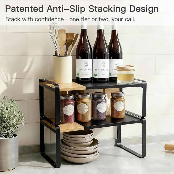 Expandable Cabinet Shelf Organizer & Spice Rack, Stackable Kitchen Counter Shelf - Image 5
