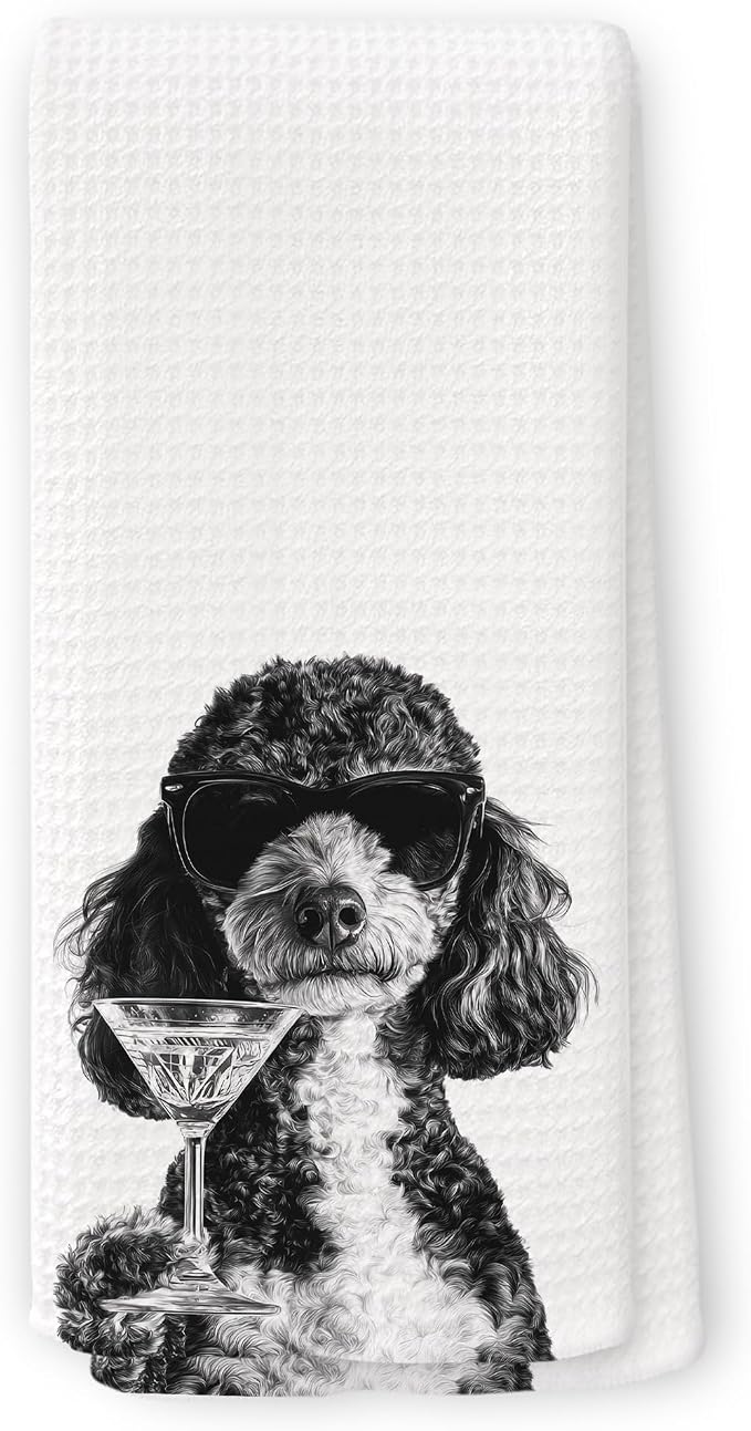 Funny Poodle Cocktail Kitchen Towels, Gifts by Unknown