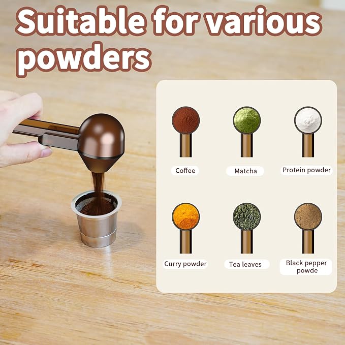 Coffee Scoop with Funnel for Ground Coffee, Protein Powder & Tea, for Reusable - Image 5