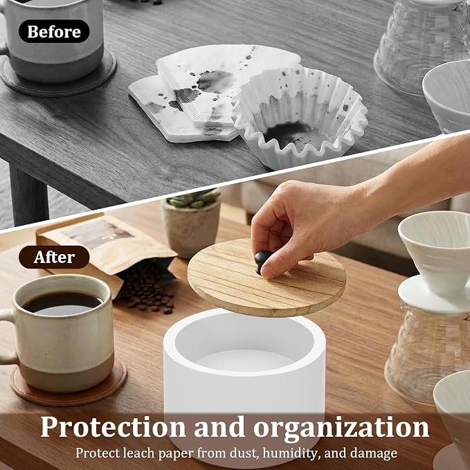 Coffee Filter Holder, Wooden Large Capacity Rustic Coffee Filter Storage Case - Image 4