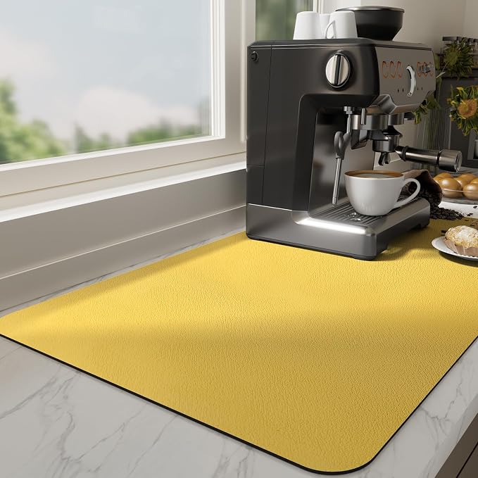 Ecotrim Absorbent Coffee Mat, Stain Hiding PU Leather Surface, Non-Slip Natural by Unknown