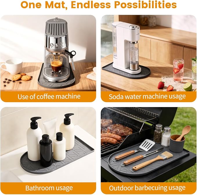 Silicone Coffee Mat, 15.8"x7.9" Coffee Bar Mats - Image 7