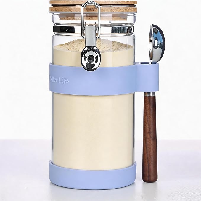 KKC Glass Protein Powder Container, 40oz Airtight Collagen Storage Jars by KKCHOMEACCENTSGmbH