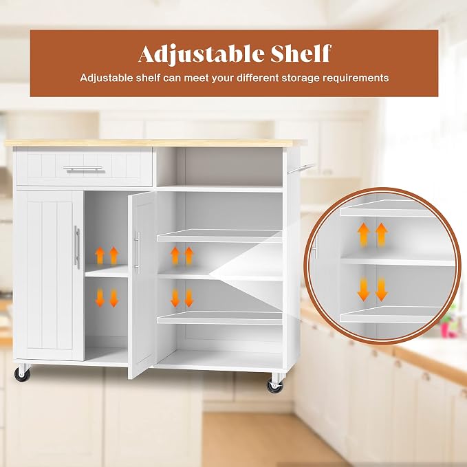 JY QAQA 42" Kitchen Island on Wheels - Image 3