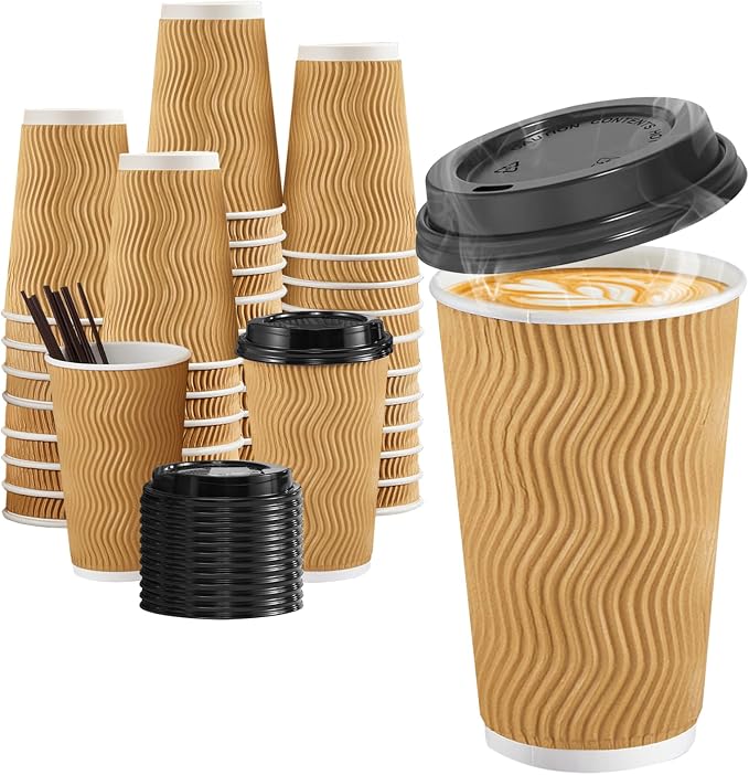 SIUQ 16 oz Coffee Cups-90 Pack Disposable Coffee Cups by SIUQ