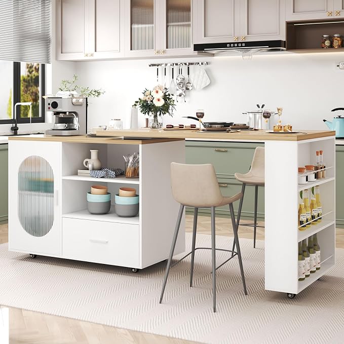HSH 72.4” Rolling Kitchen Island by HOMESWEETHOME