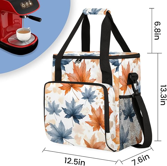 Fall Maple Leaf Coffee Maker Carring Bag, Large Insulated Storage Organizer - Image 2