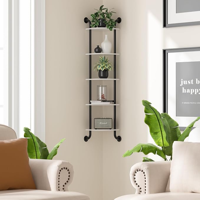 Tinpin Corner Shelf 5-Tier Wall Shelves, Floating Corner Shelves, Wall Mounted - Image 2