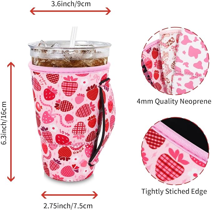 4Pack Reusable Iced Coffee Sleeve Insulator Sleeves - Image 2